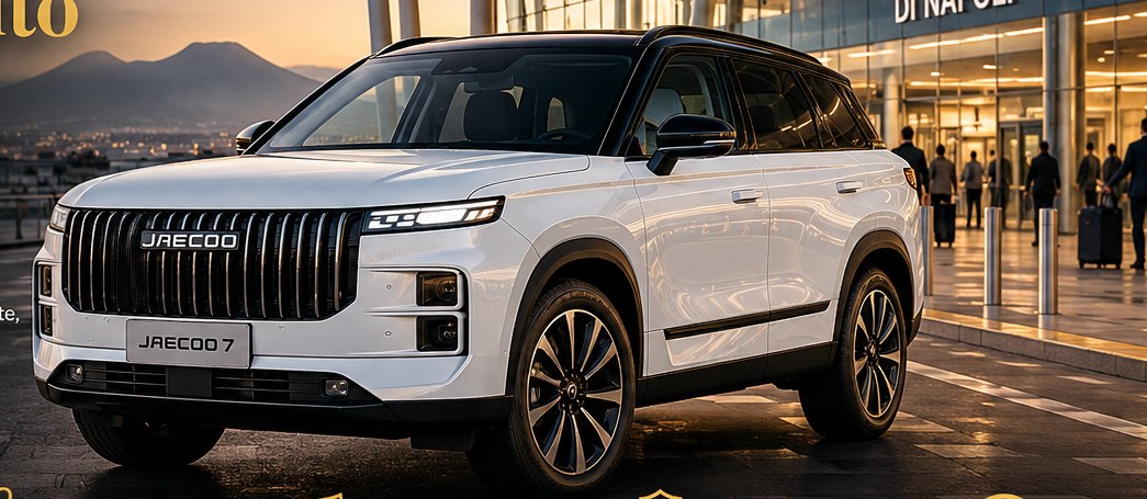 Immagine promozionale illustrativa di un SUV Jaecoo 7 bianco